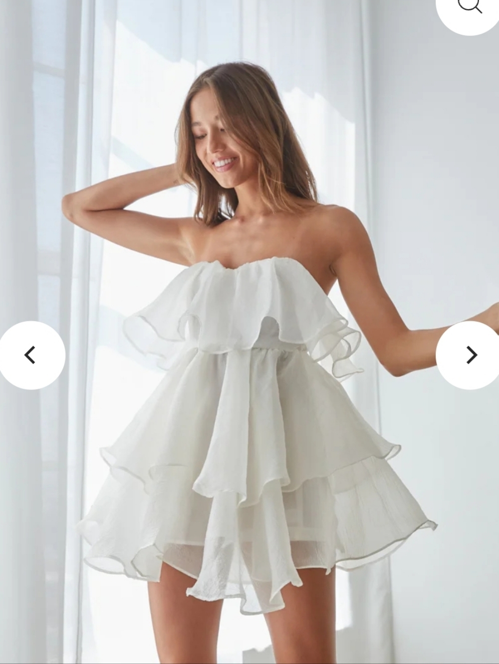 KRUSH Strapless White Ruffle Tiered Mini Dress SMALL